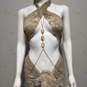 Body Chain Necklace – Mother of Pearl Minimalist Beach & Bridal Jewelry